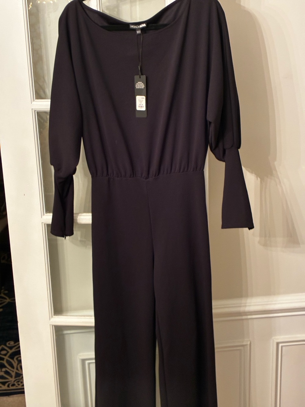 Mango Black Long-Sleeve Wide-Leg Jumpsuit